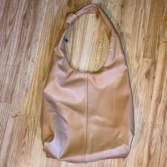Curved Knot Handle Tan Faux Leather Shoulder Bag Purse by A New Day - Picture 5 of 11